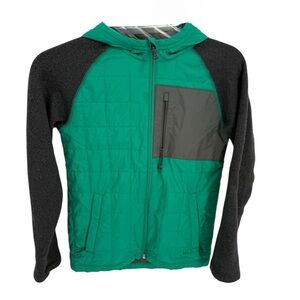 REI Co-op Myka Sweater Fleece Jacket Coat Boys Green Gray Size Medium 10-12